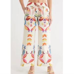 New Industry Republic Leaf Print Cotton Pajama Pants Pockets Bright Size Medium